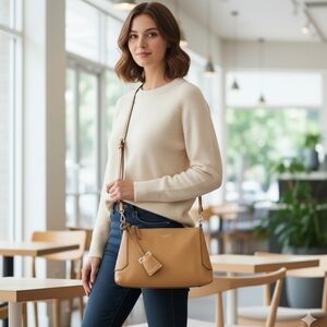 Henri Bendel Brown Pebble Leather Crossbody